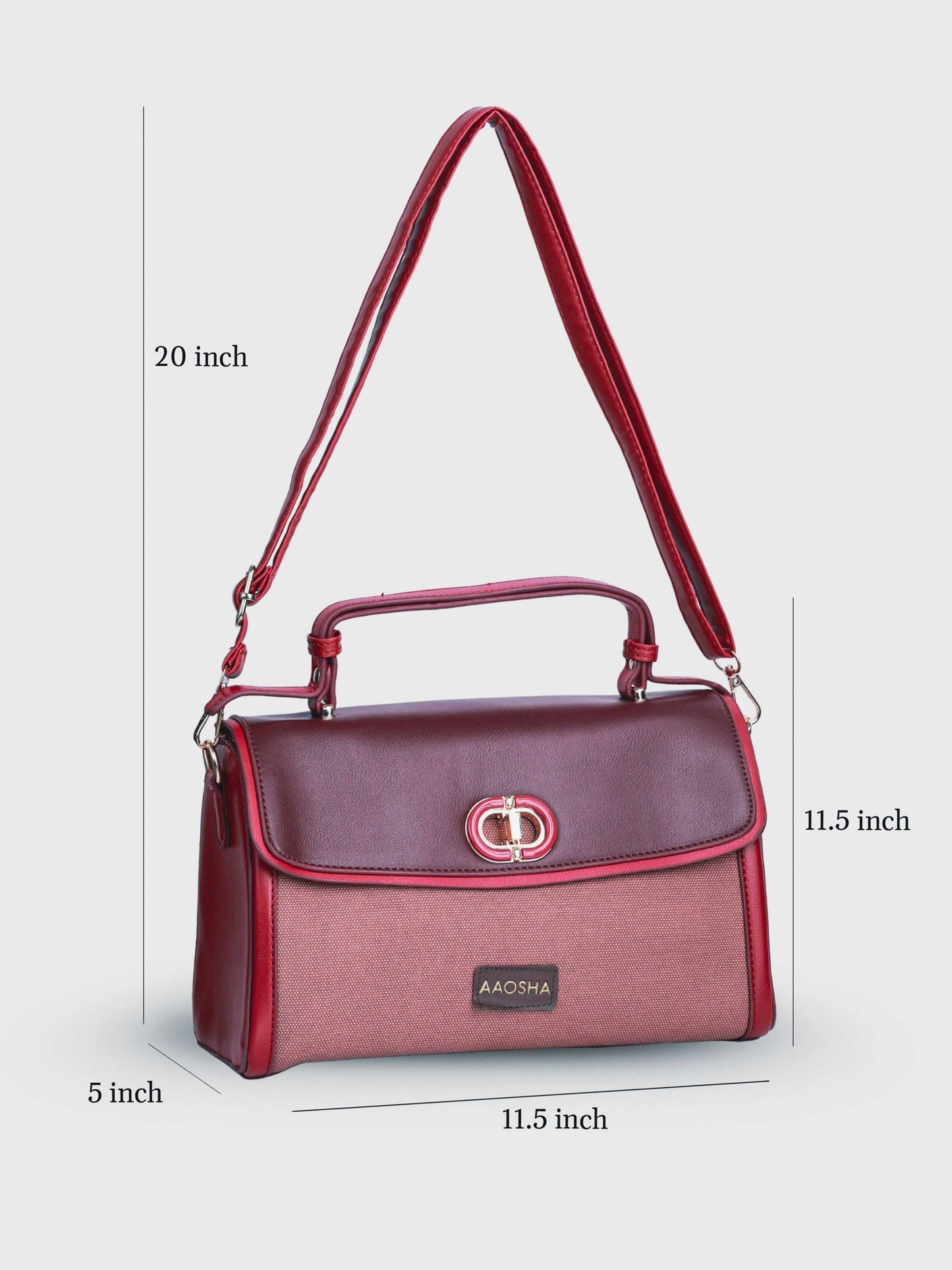 Elara Red Chilli vegan leather crossbody bag in rich red with structured silhouette and adjustable strap for women