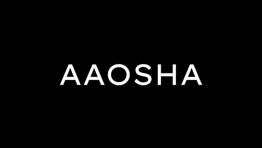 AAOSHA luxury women's handbag brand logo in bold white text on black background , symbolizing minimalist and timeless fashion style.