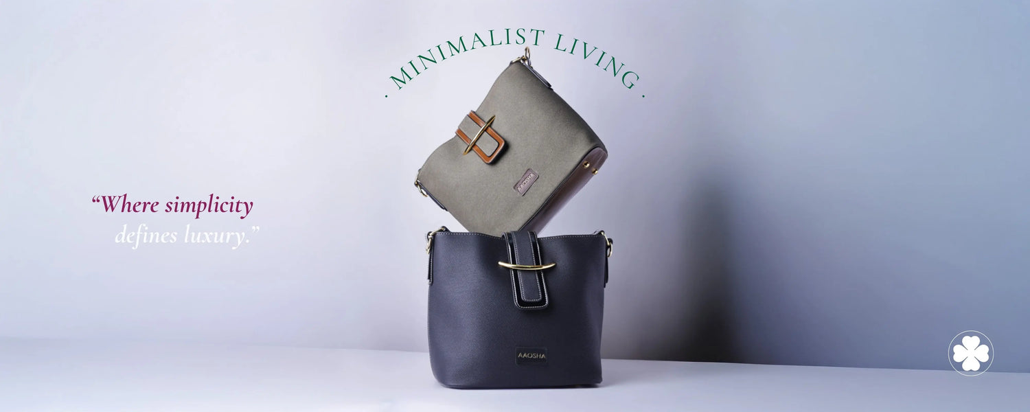 Premium vegan leather handbags collection featuring Aurora in Sage Mist and Eternal Ink black demonstrating minimalist luxury and everyday functionality