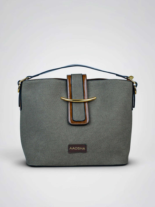 Aurora Sage Mist vegan leather bucket bag in soft sage green with structured bucket design and dual handles for women.