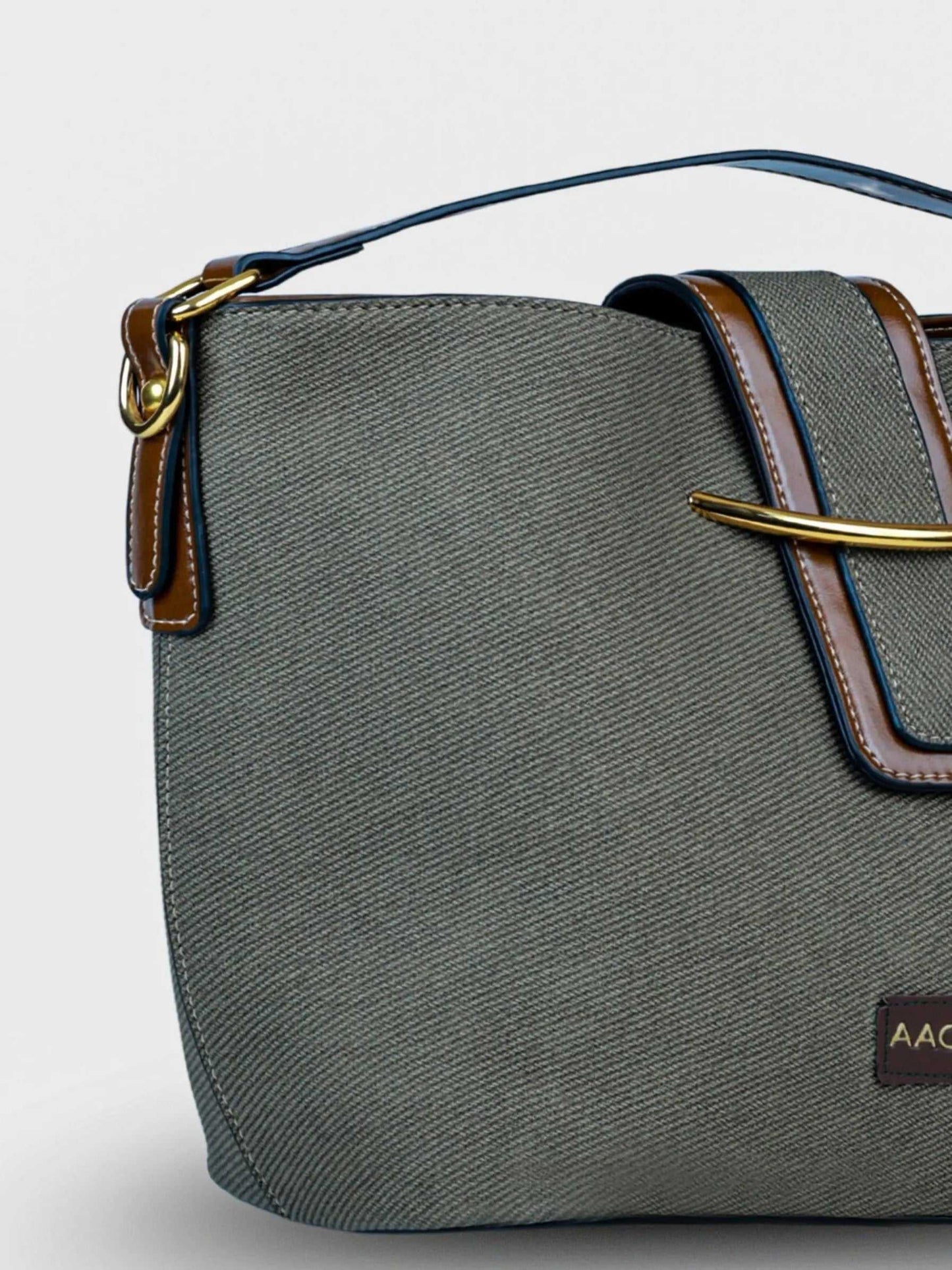 Aurora Sage Mist vegan leather bucket bag in soft sage green with structured bucket design and dual handles for women.