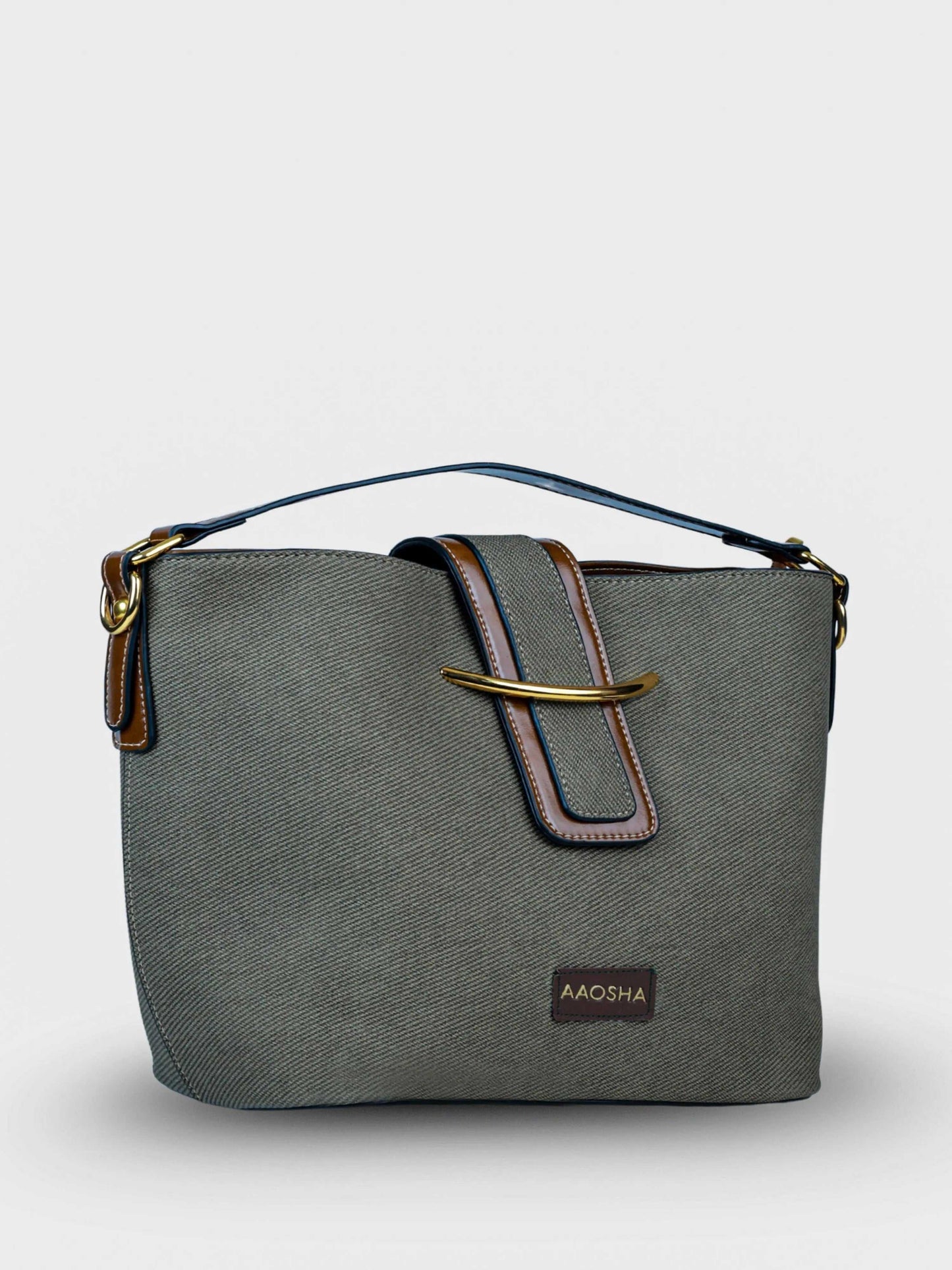 Aurora Sage Mist vegan leather bucket bag in soft sage green with structured bucket design and dual handles for women.