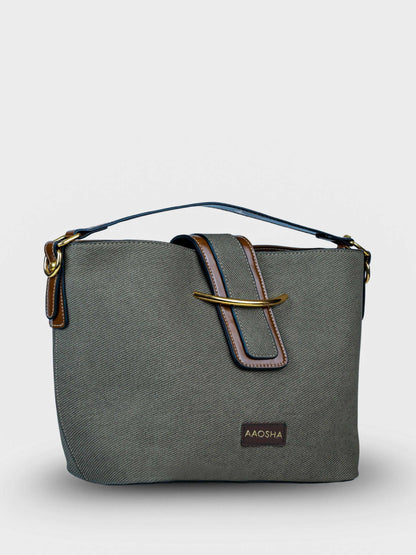 Aurora Sage Mist vegan leather bucket bag in soft sage green with structured bucket design and dual handles for women.