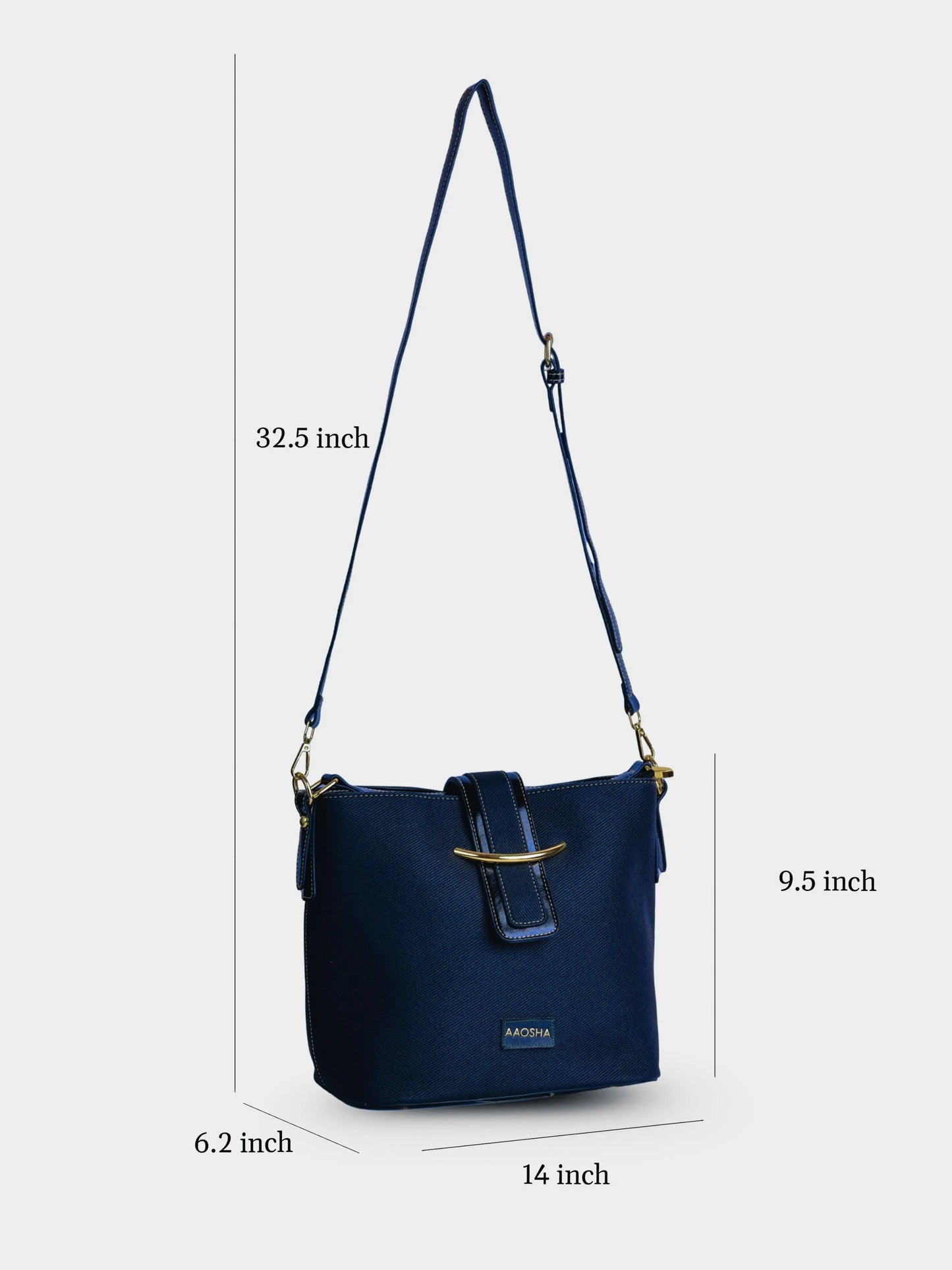 Aurora Eternal Ink vegan leather bucket bag in black with structured bucket silhouette and dual handles for women.