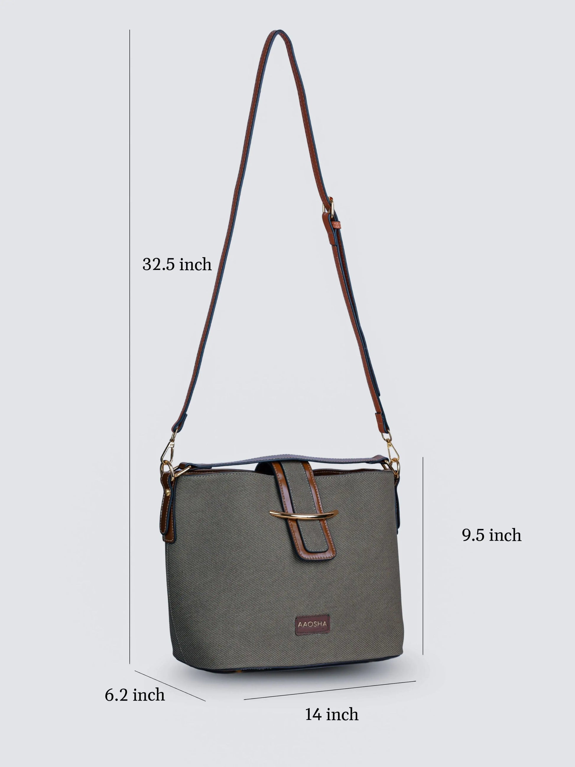 Aurora Sage Mist vegan leather bucket bag in soft sage green with structured bucket design and dual handles for women.