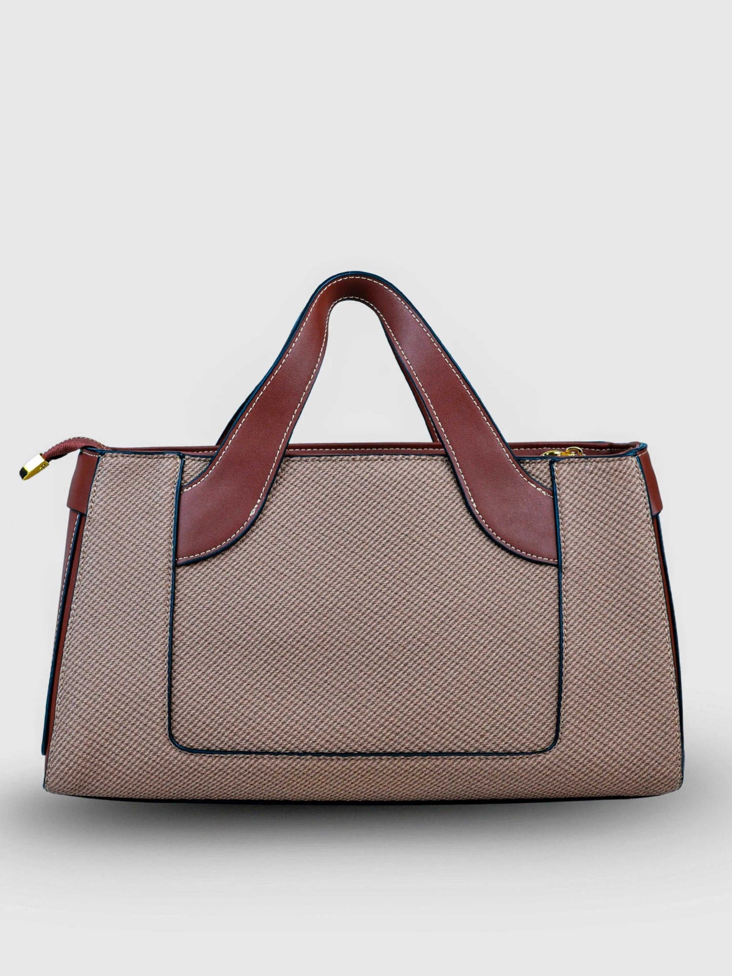 Capri Coffee Bean vegan leather mini tote bag in rich brown with structured design and dual handles for women.