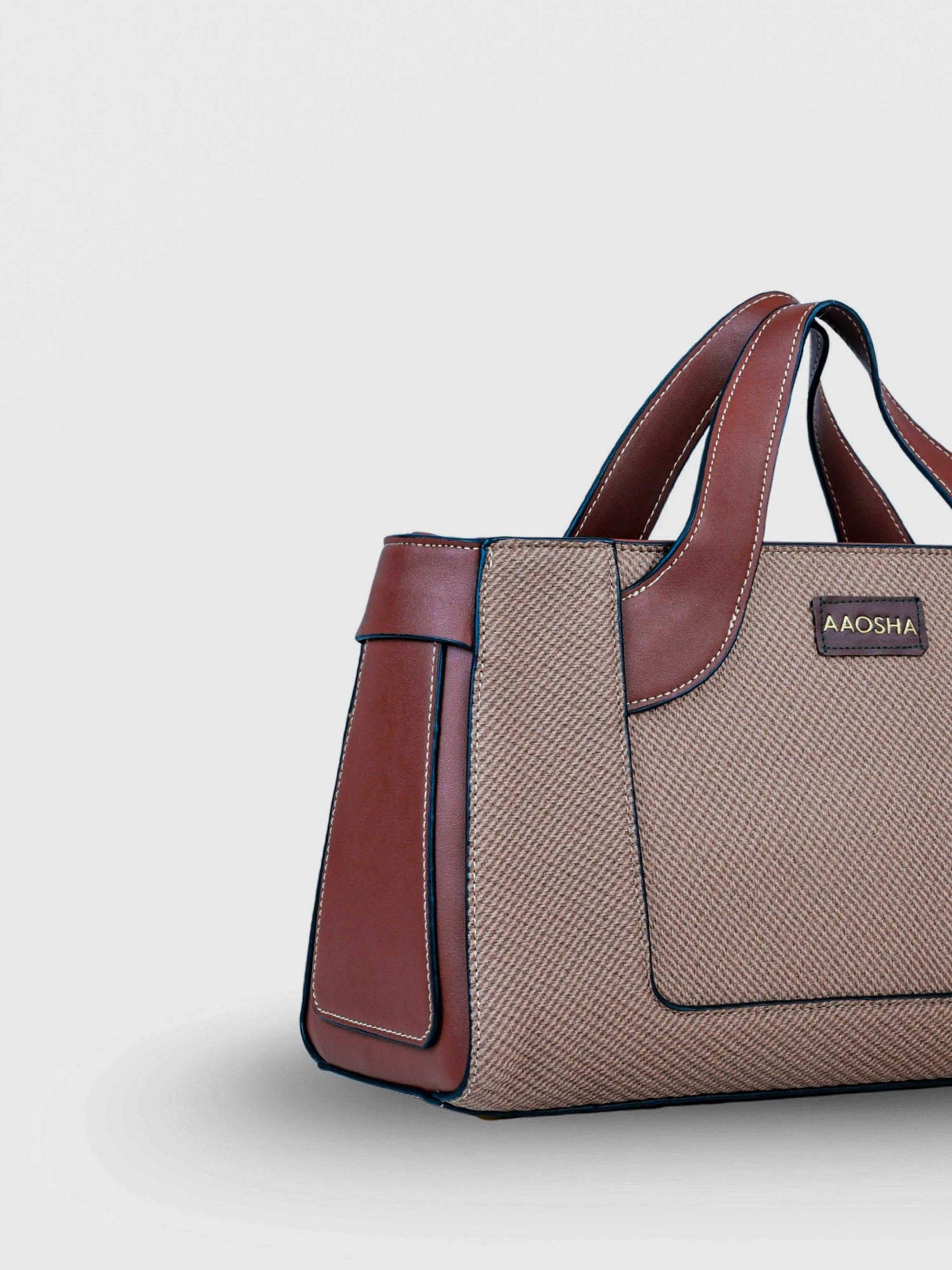 Capri Coffee Bean vegan leather mini tote bag in rich brown with structured design and dual handles for women.