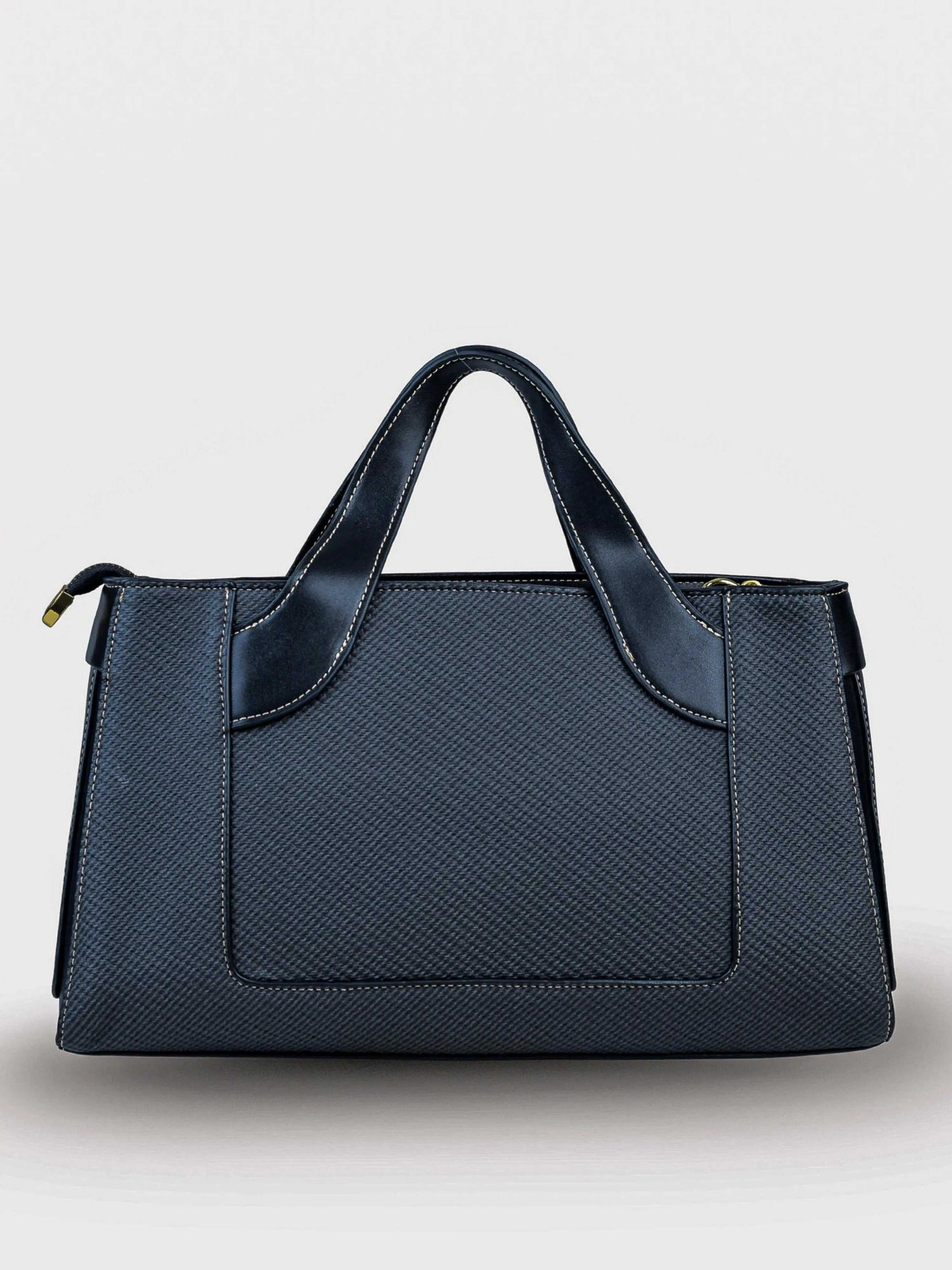 Capri Eternal Ink vegan leather mini tote bag in black with structured design and dual handles for women.