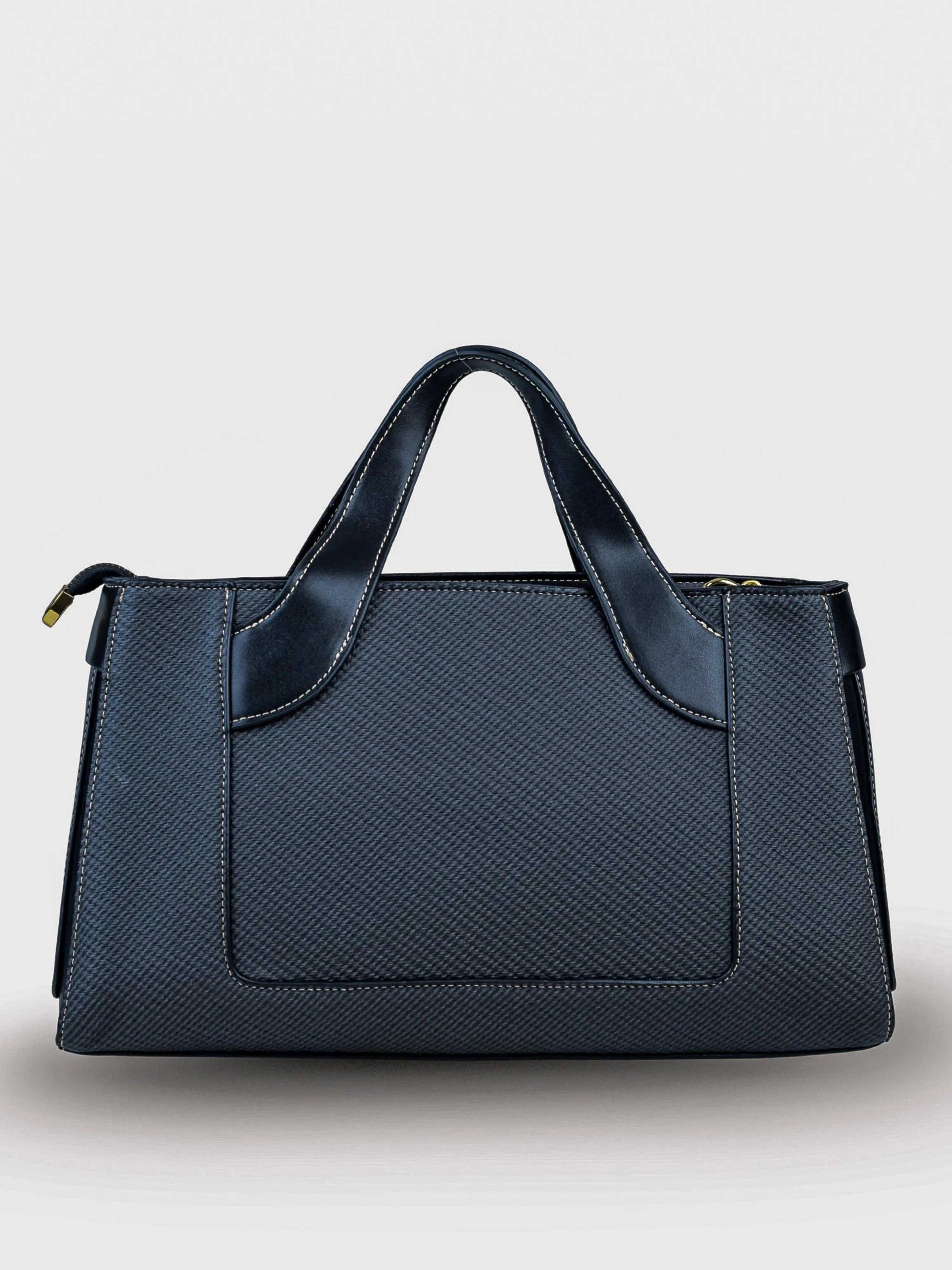 Capri Eternal Ink vegan leather mini tote bag in black with structured design and dual handles for women.
