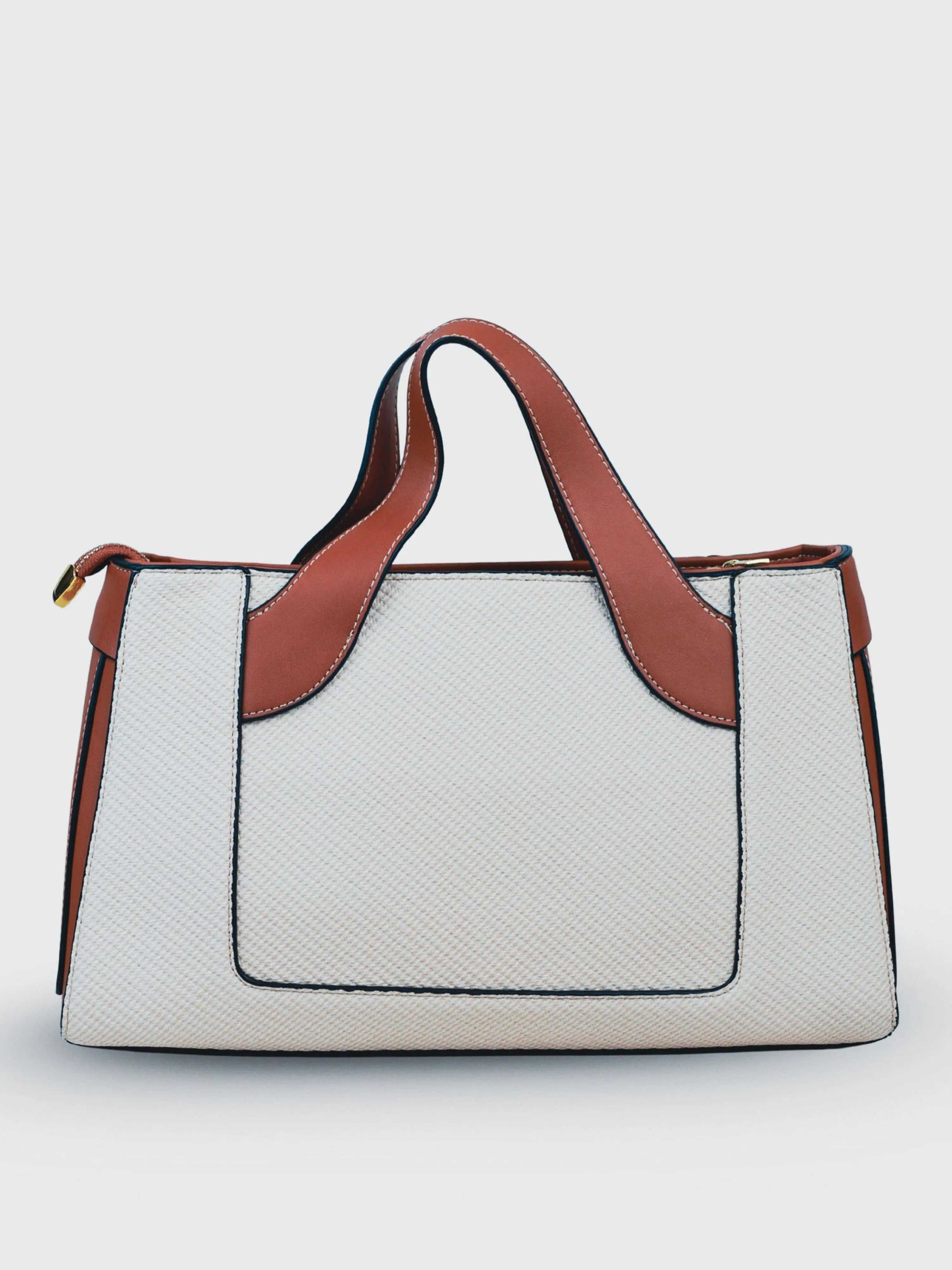 Capri Vanilla Haze vegan leather mini tote bag in soft cream tones with structured design and dual handles for women.