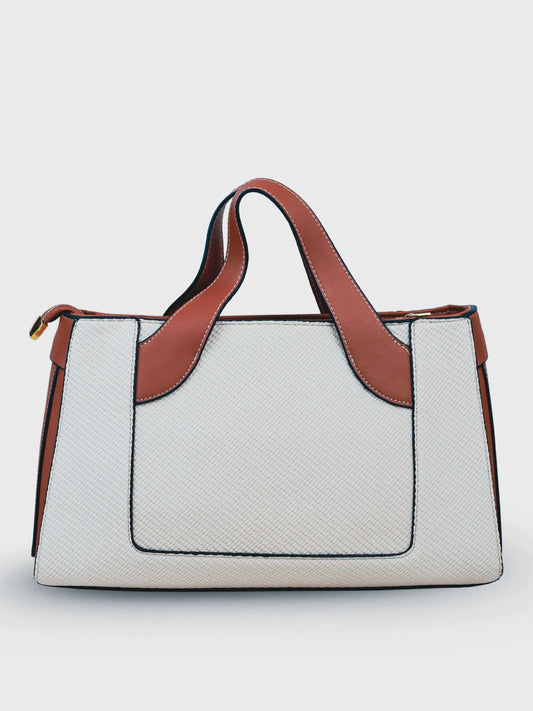 Capri Vanilla Haze vegan leather mini tote bag in soft cream tones with structured design and dual handles for women.