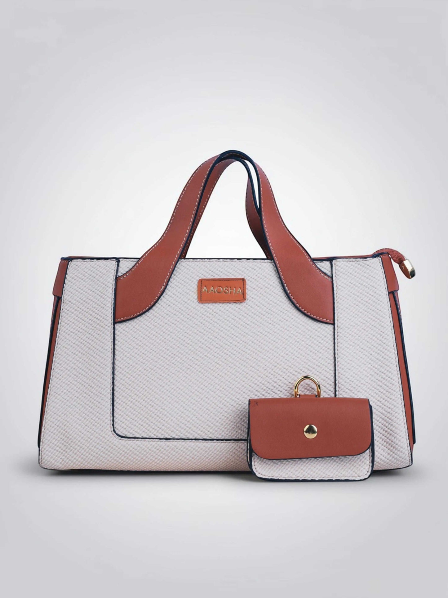 Capri Vanilla Haze vegan leather mini tote bag in soft cream tones with structured design and dual handles for women.
