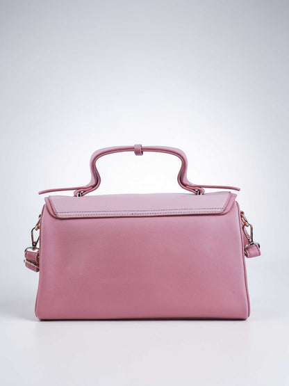 Elara Cotton Candy vegan leather crossbody bag in soft pink with structured design and adjustable strap for women.