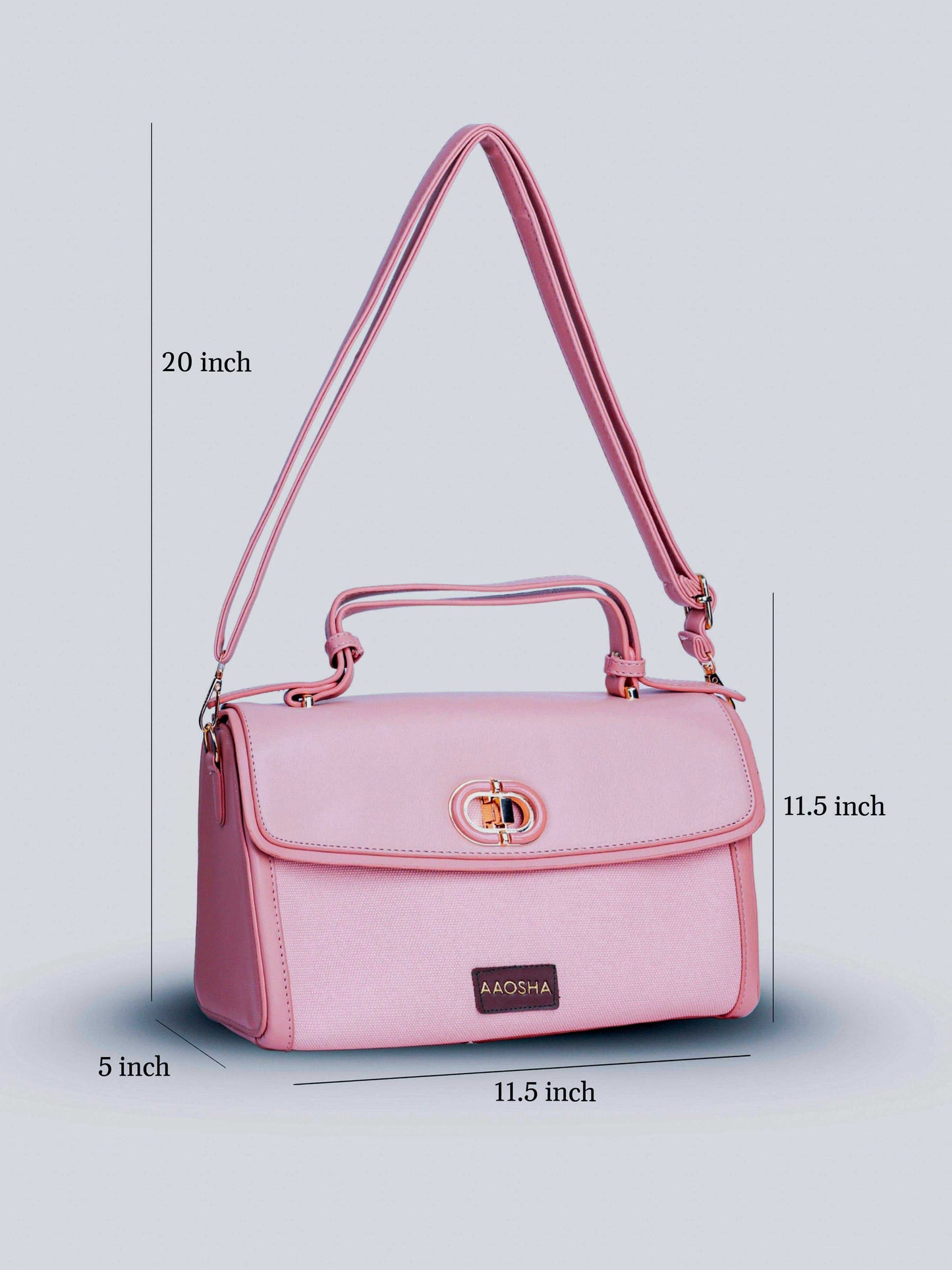 Elara Cotton Candy vegan leather crossbody bag in soft pink with structured design and adjustable strap for women.