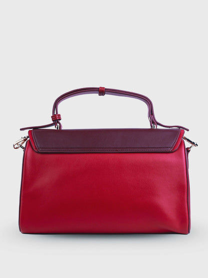 Elara Red Chilli vegan leather crossbody bag in rich red with structured silhouette and adjustable strap for women
