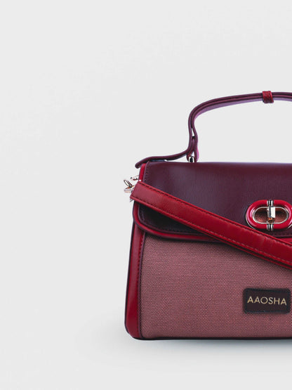 Elara Red Chilli vegan leather crossbody bag in rich red with structured silhouette and adjustable strap for women