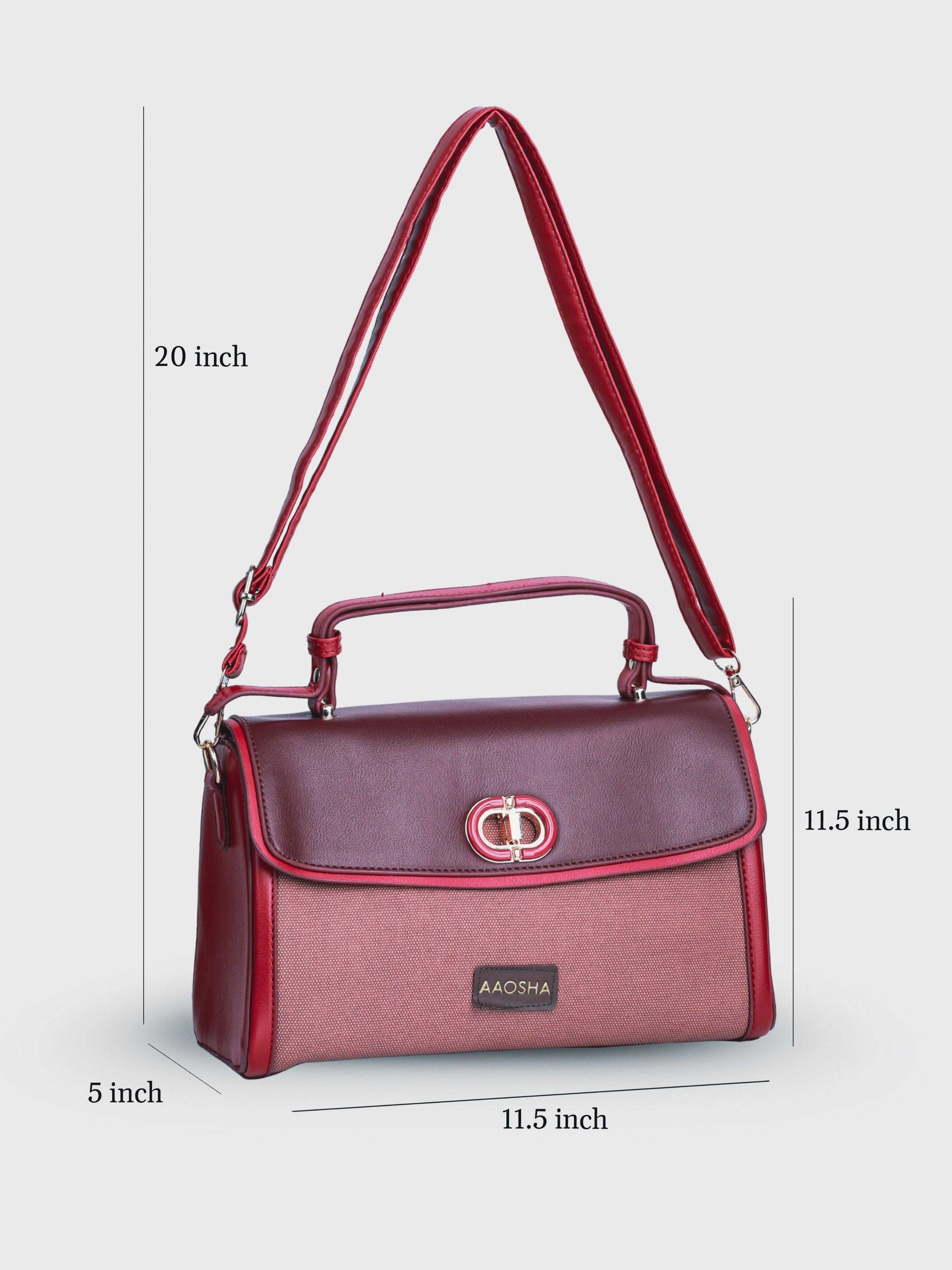 Elara Red Chilli vegan leather crossbody bag in rich red with structured silhouette and adjustable strap for women
