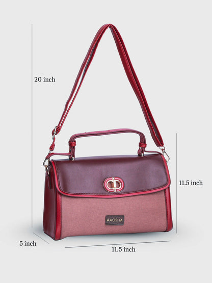 Elara Red Chilli vegan leather crossbody bag in rich red with structured silhouette and adjustable strap for women