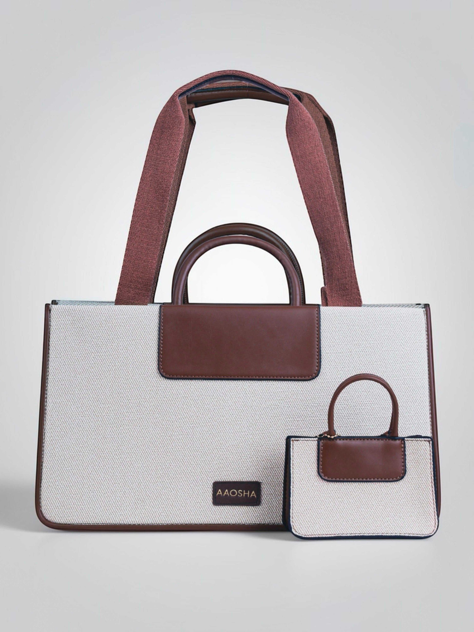 Florence Vanilla Haze vegan leather tote bag in warm cream tones with structured design and dual handles for women.