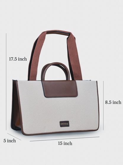 Florence Vanilla Haze vegan leather tote bag in warm cream tones with structured design and dual handles for women.