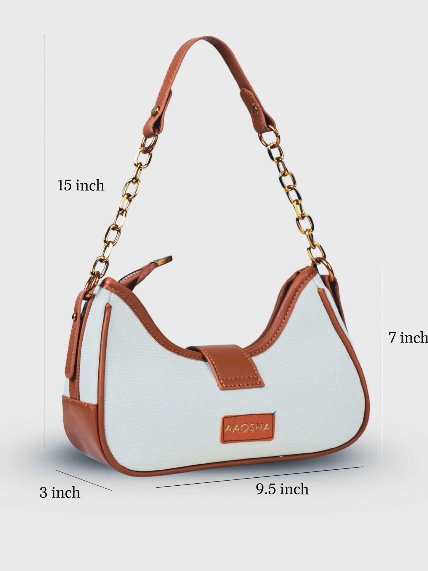 Luna Vanilla Haze vegan leather shoulder bag in soft cream tones with structured design and chain handle for women.