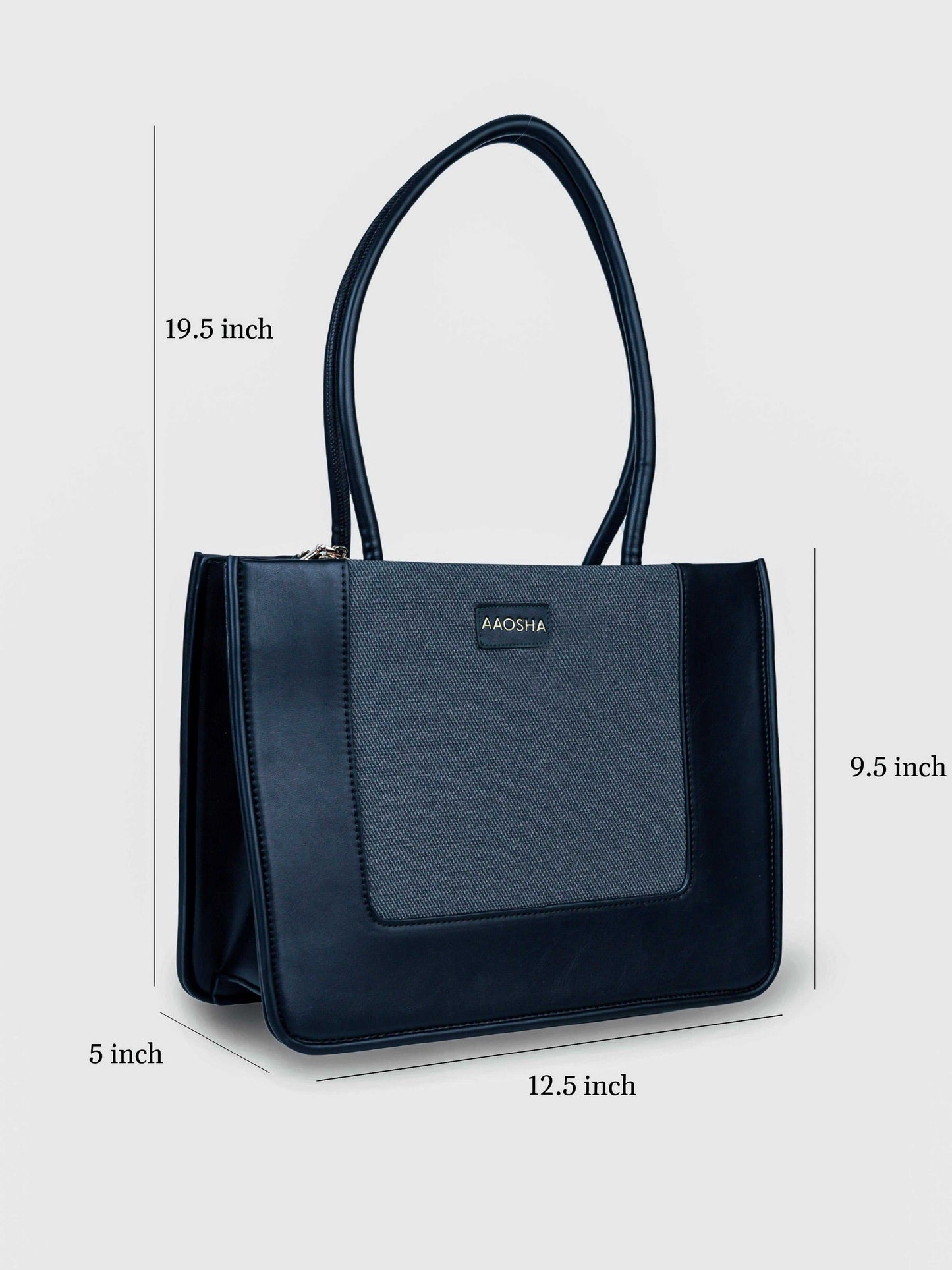 Valencia Eternal Ink vegan leather shoulder bag in pure black with structured silhouette and dual handles for women.