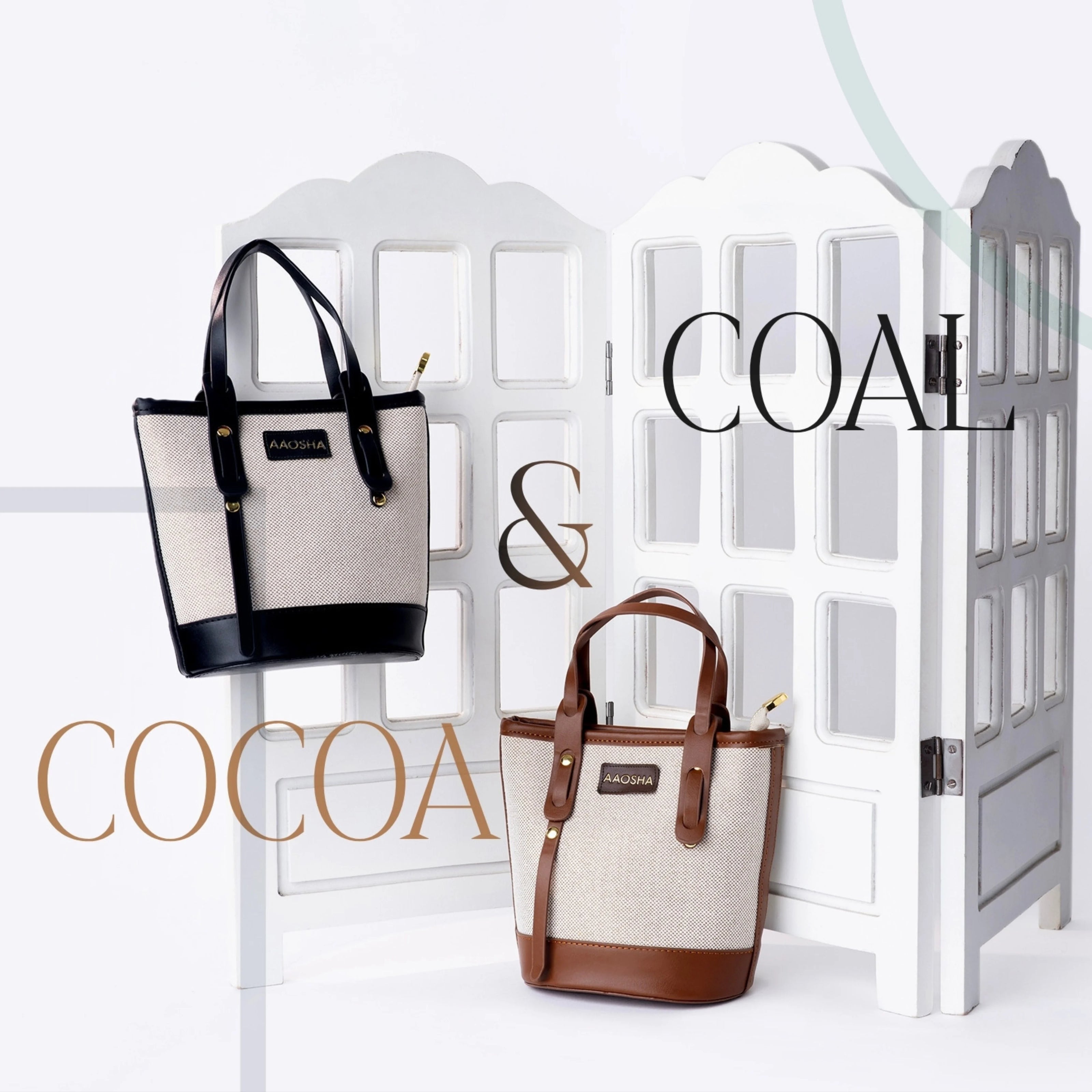 AAOSHA Marais vegan leather crossbody bags in Ivory Noir and Vanilla Haze from the Cocoa and Coal collection featuring premium luxury handbags for women